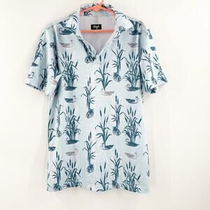 WAGGLE Polo Boys Size Small Blue Gray Duck Duck Golf Sporty Breathable Athletic